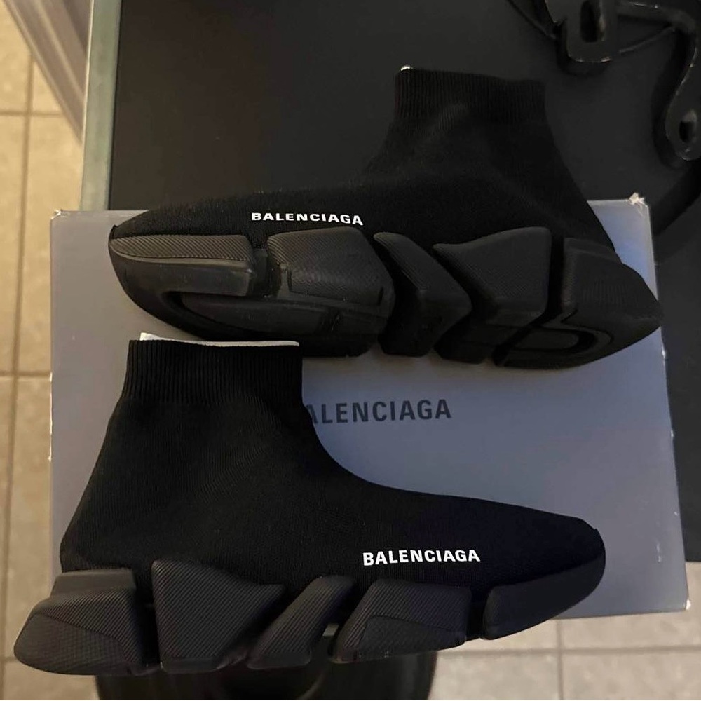 Balenciaga Black Knit High-Top Sneakers